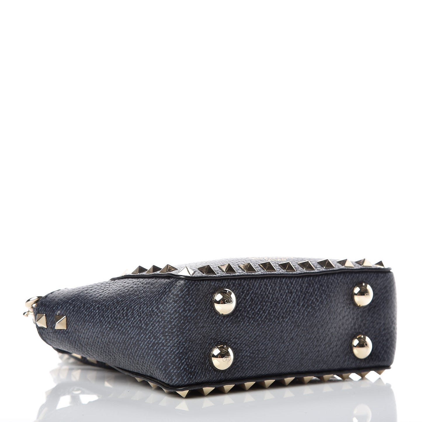 Pebbled Calfskin Micro Rockstud Tote Deep Denim