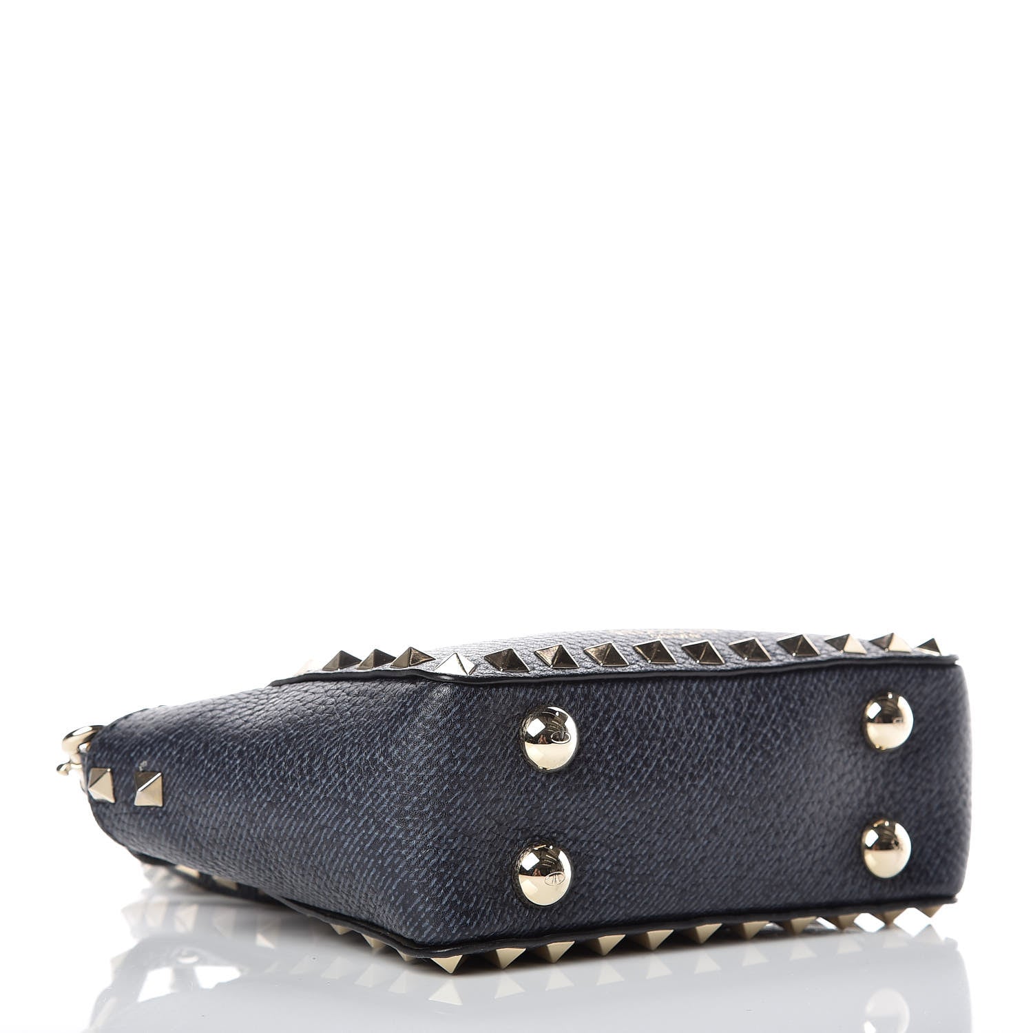 Valentino Garavani Pebbled Calfskin Micro Rockstud Tote Deep Denim 5 of 10