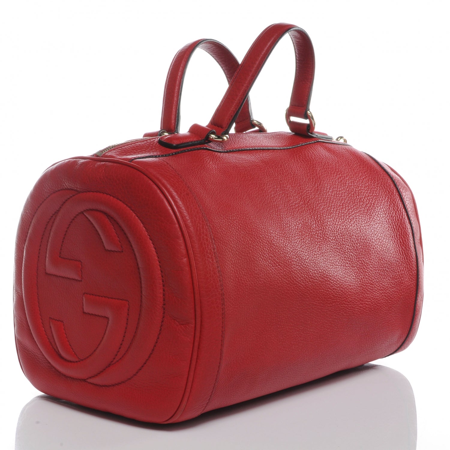 Gucci Pebbled Calfskin Medium Soho Boston Red 3 of 7