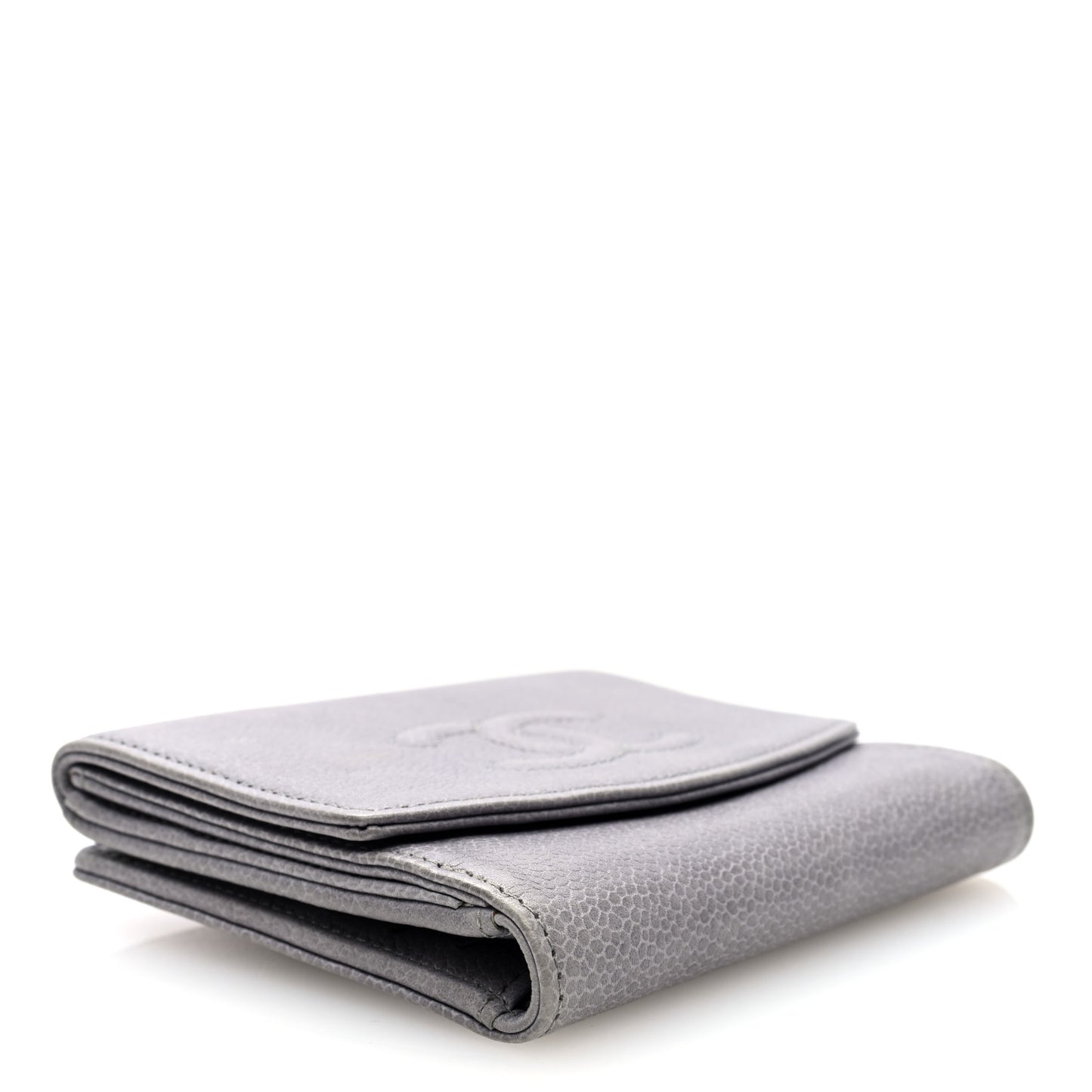 Caviar Timeless CC Compact French Wallet Grey