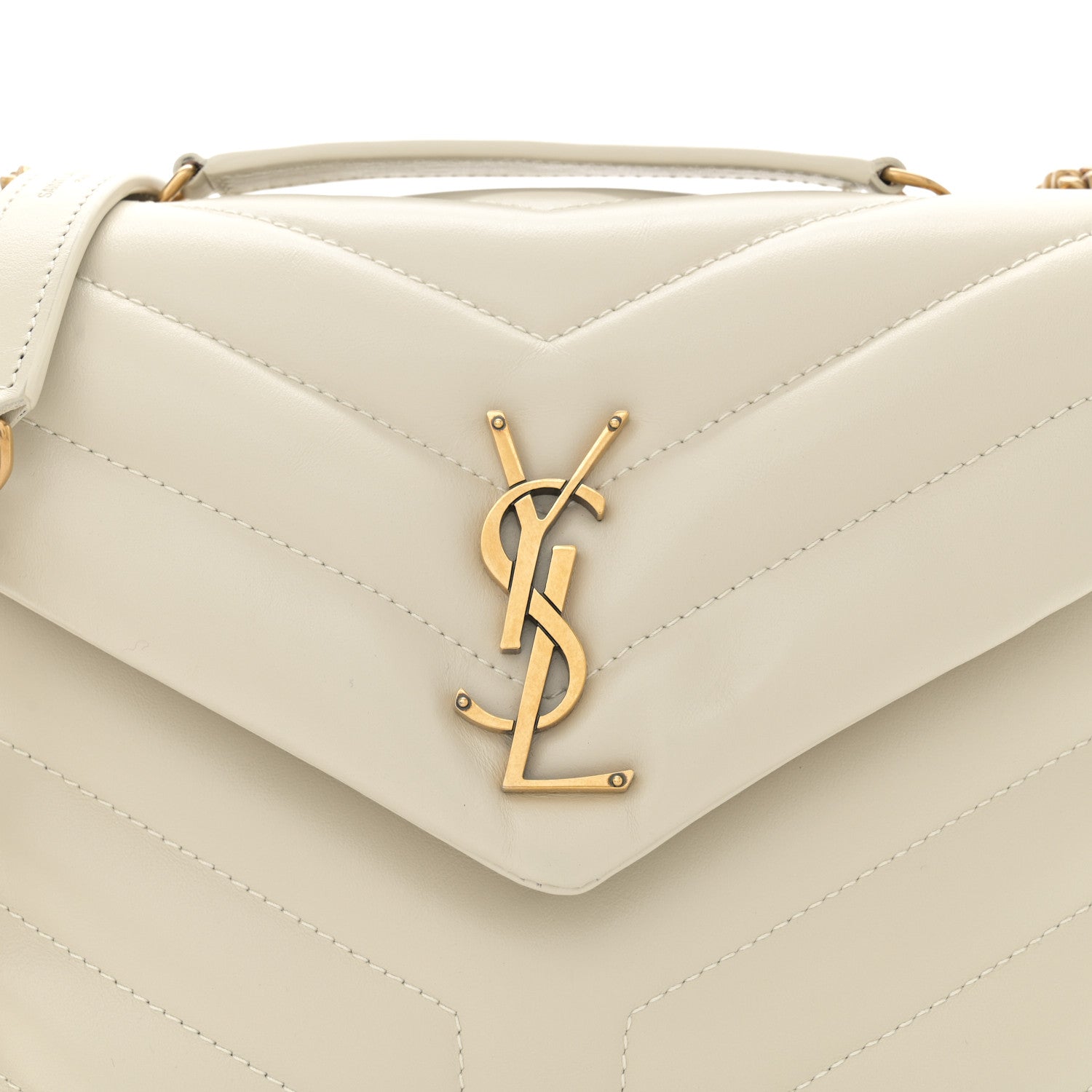 Saint Laurent Calfskin Y Quilted Monogram Small Loulou Chain Satchel Crema Soft 8 of 11
