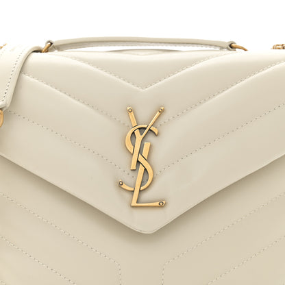 Saint Laurent Calfskin Y Quilted Monogram Small Loulou Chain Satchel Crema Soft 8 of 11