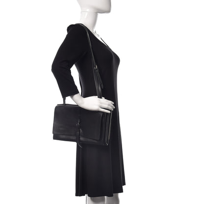 Prada Lux Calfskin Double Flap Crossbody Black Beige 2 of 8