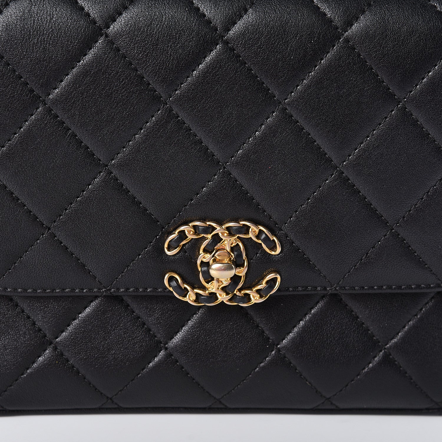 Chanel Lambskin Quilted Chain Infinity Top Handle Flap Black 7 of 9