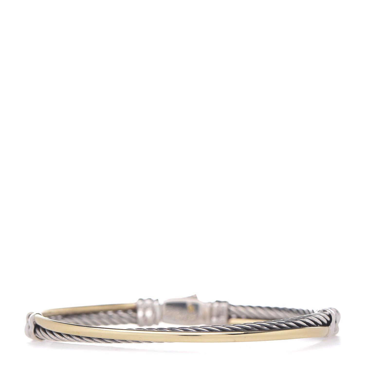 David Yurman Sterling Silver 18K Yellow Gold 3mm Crossover Bracelet 1 of 5