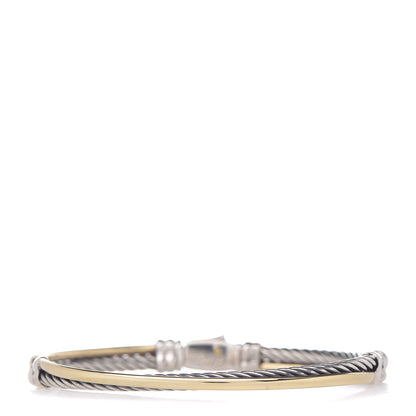 David Yurman Sterling Silver 18K Yellow Gold 3mm Crossover Bracelet 1 of 5