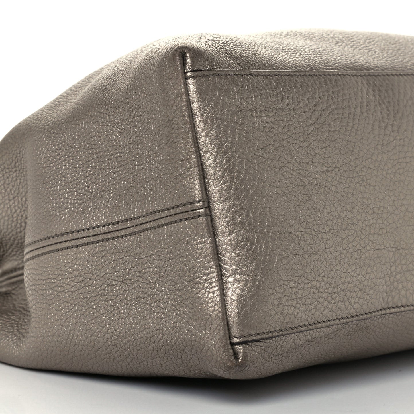 Metallic Pebbled Calfskin Medium Soho Chain Shoulder Bag Golden Beige