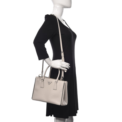 Prada Saffiano Small Galleria Double Zip Tote Talco Black 2 of 19