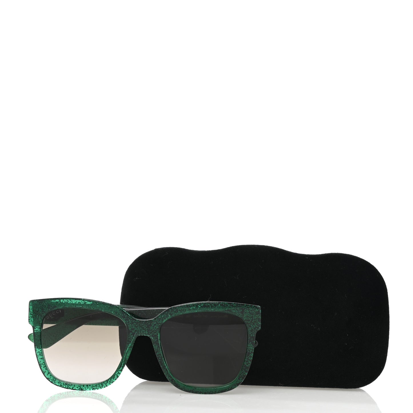 Acetate Glitter Square Frame Sunglasses GG0347S Green