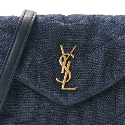 Saint Laurent Canvas Quilted Toy Loulou Puffer Monogram Chain Satchel Deep Marine 8 of 10