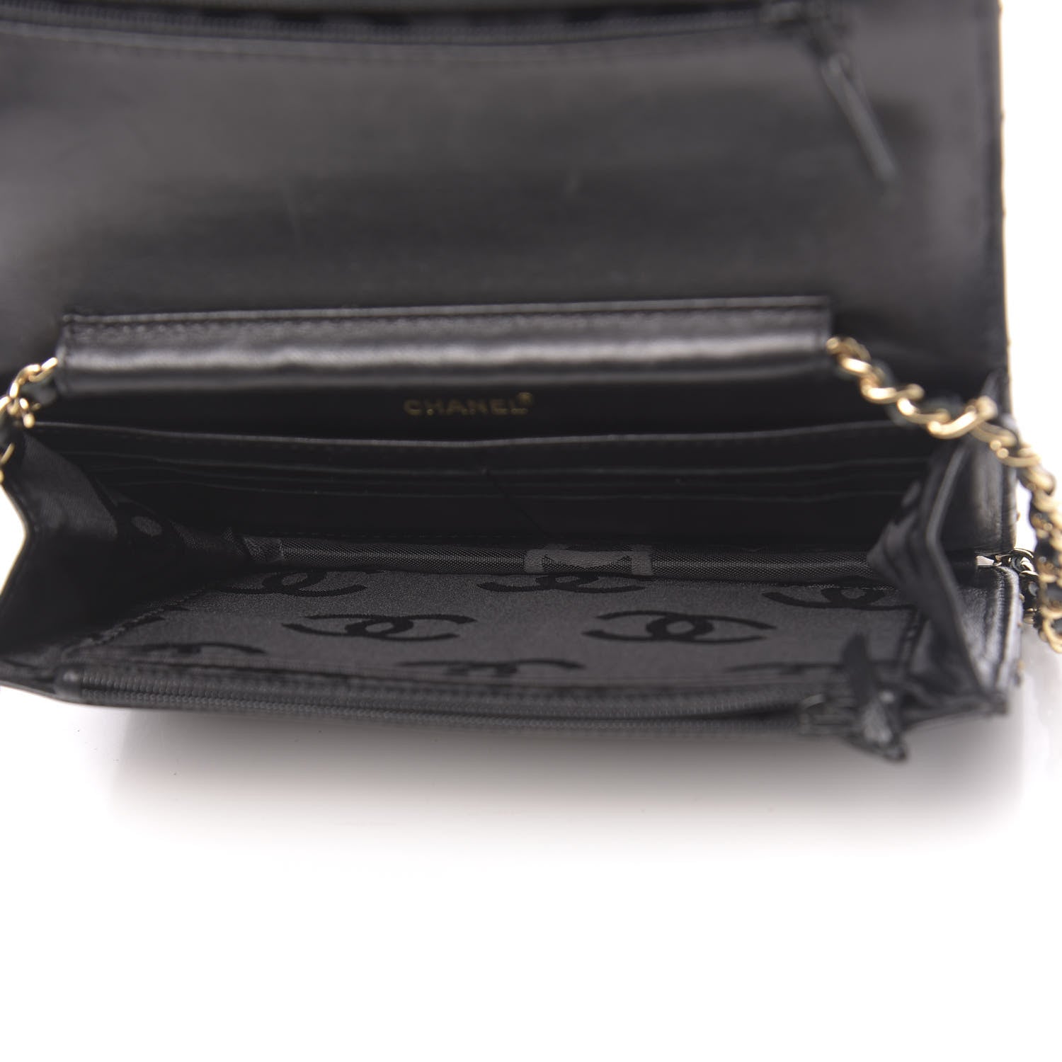 Chanel Calfskin Stitched Square Quilted Wallet On Chain WOC Black 5 of 15