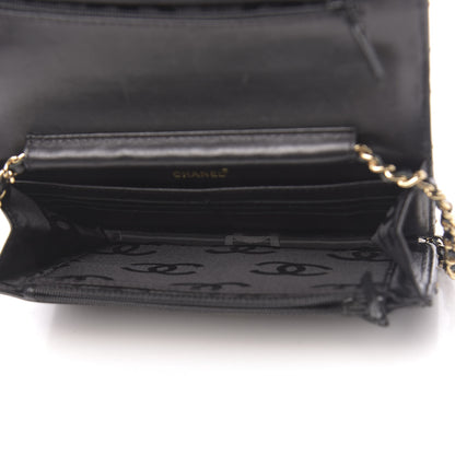 Chanel Calfskin Stitched Square Quilted Wallet On Chain WOC Black 5 of 15