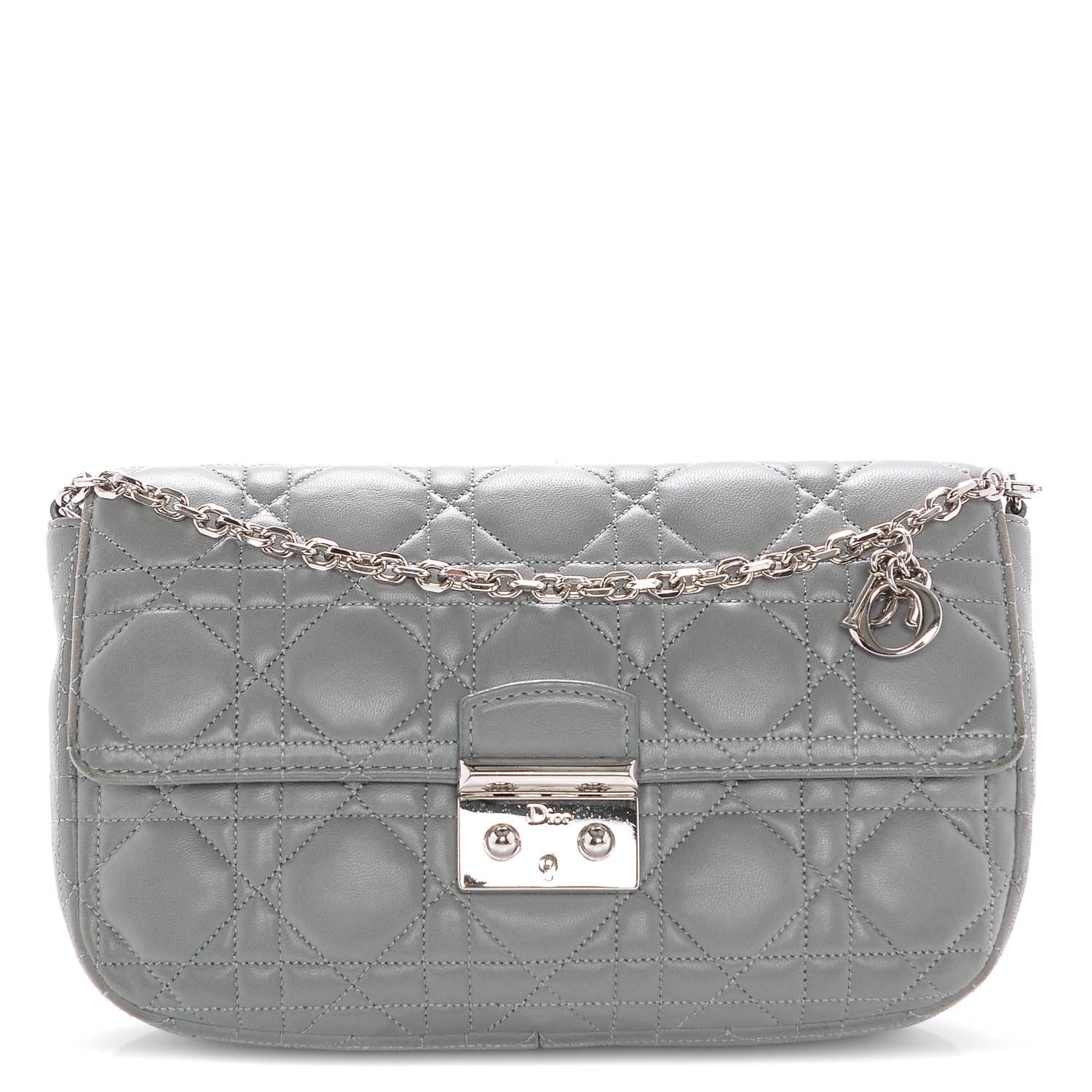 Christian Dior Lambskin Cannage Miss Dior Promenade Pouch Grey 1 of 8