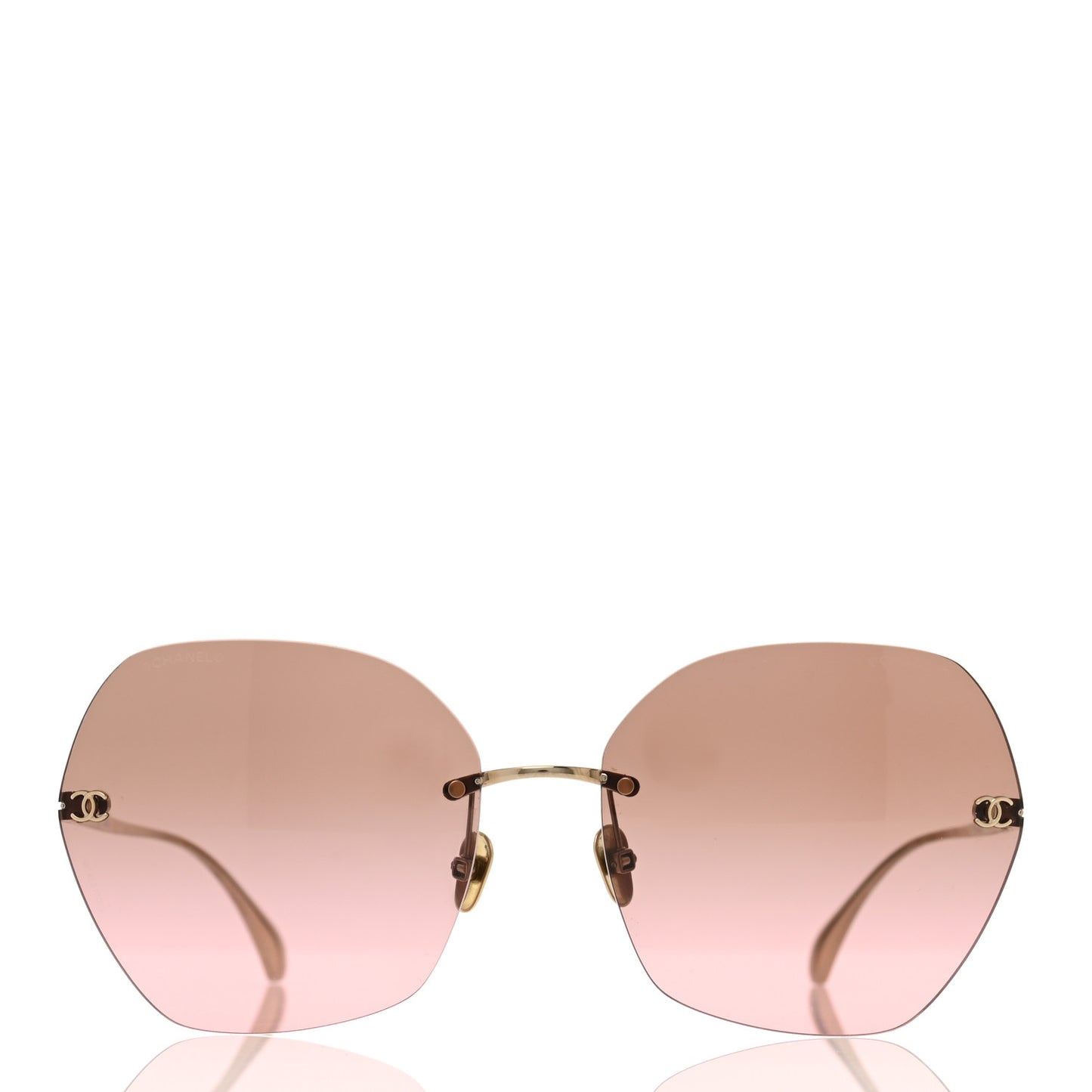 Titanium Polarized Rimless Square Sunglasses 4271-T Gold Violet