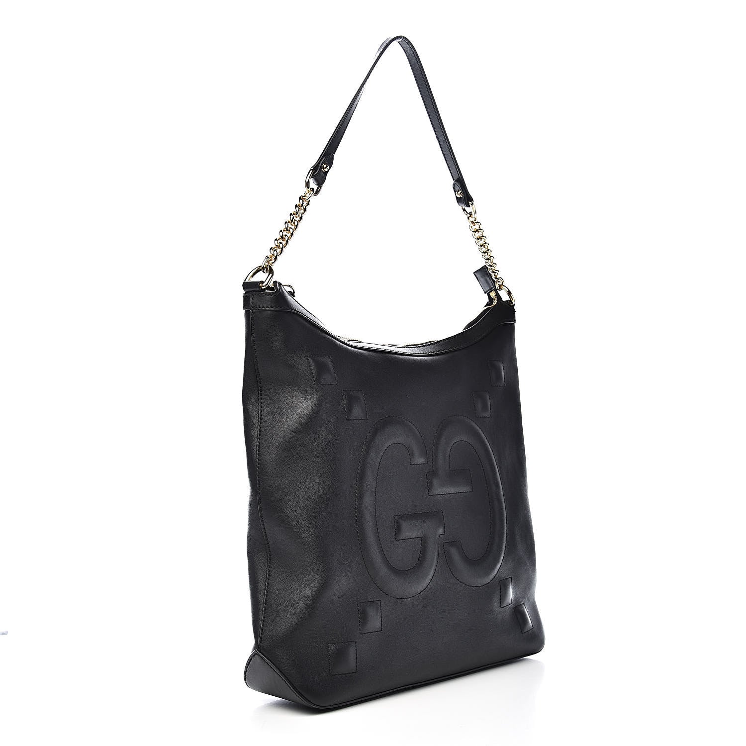 Gucci Apollo Calfskin GG Dadini Embroidered Chain Hobo Black 3 of 12