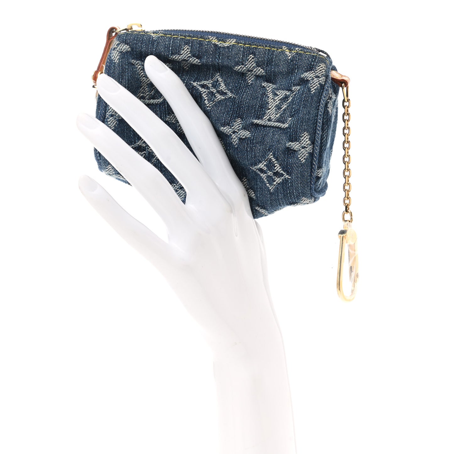 Monogram Denim Pochette Speedy PM Key Holder Blue