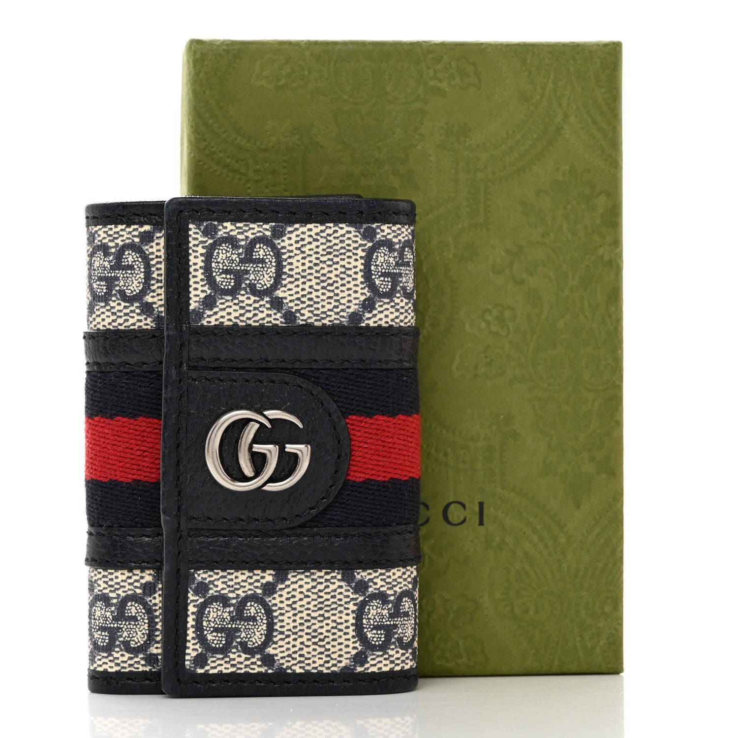 Gucci GG Supreme Monogram Web Ophidia 6 Key Holder Case Beige Blue 8 of 8