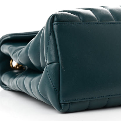 Saint Laurent Calfskin Y Quilted Monogram Medium Loulou Chain Satchel Sea Turquoise 9 of 10
