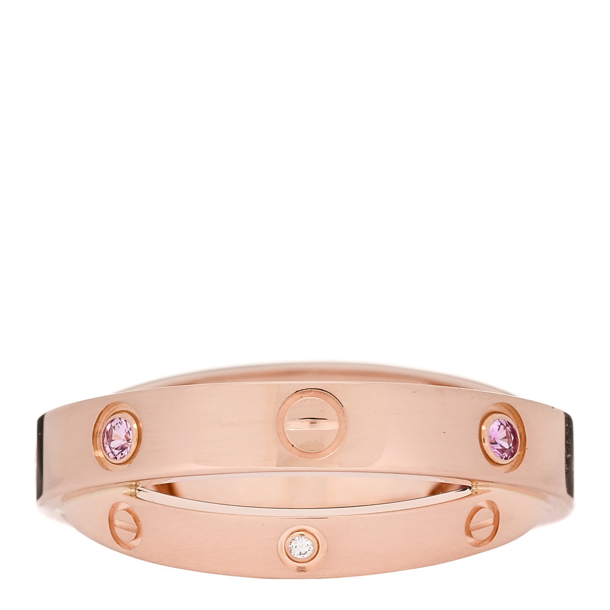 18K Pink Gold Diamond Pink Sapphire LOVE Ring  51 5.75