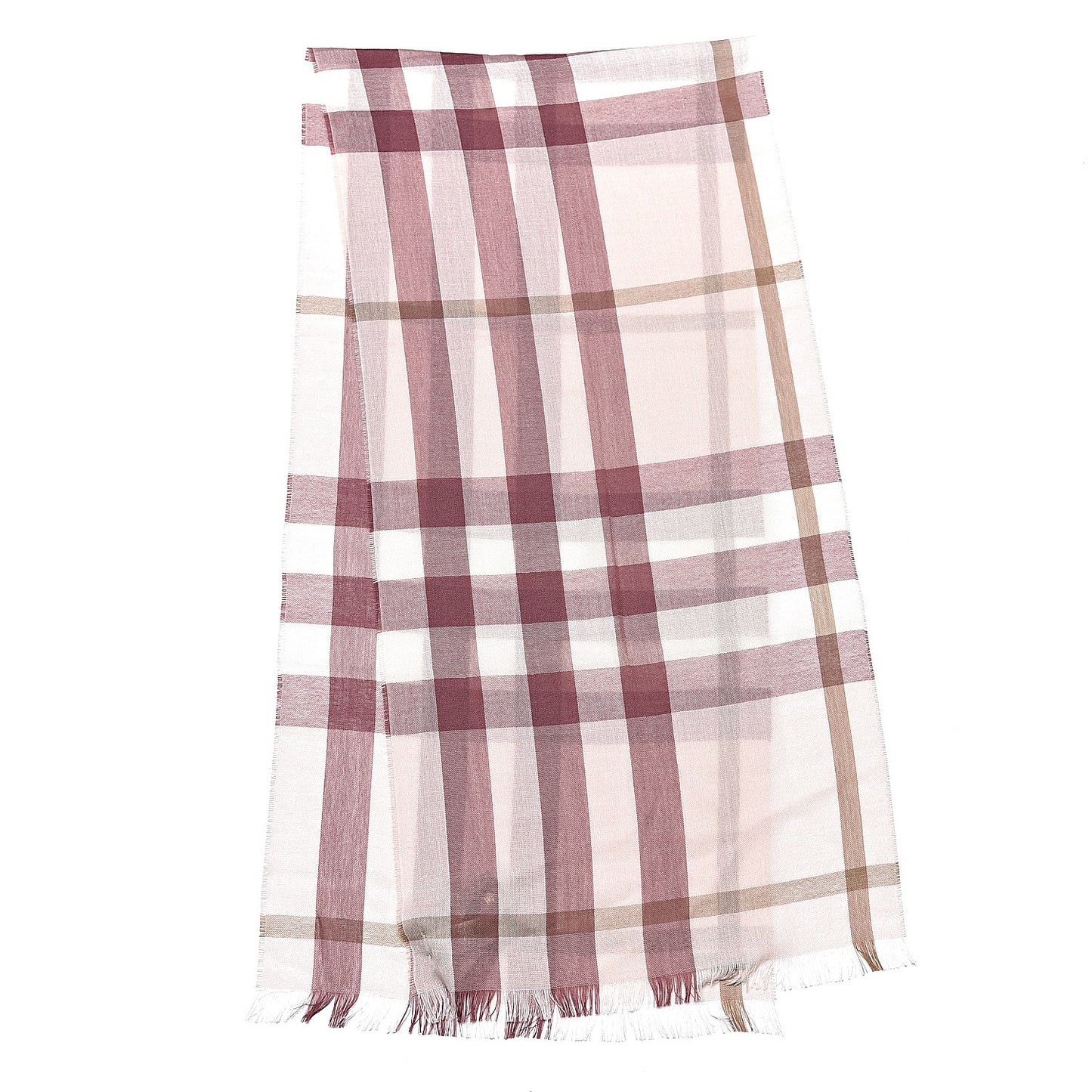 Wool Check Lightweight Scarf Chalk Pink