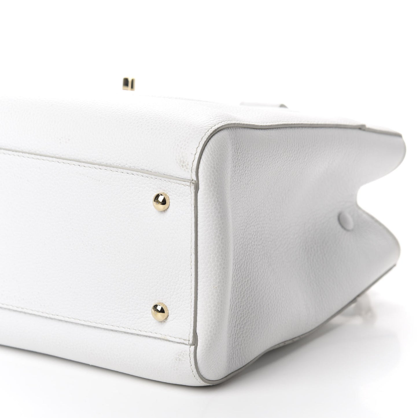 Grained Calfskin Small Neo Executive Shopper Tote White