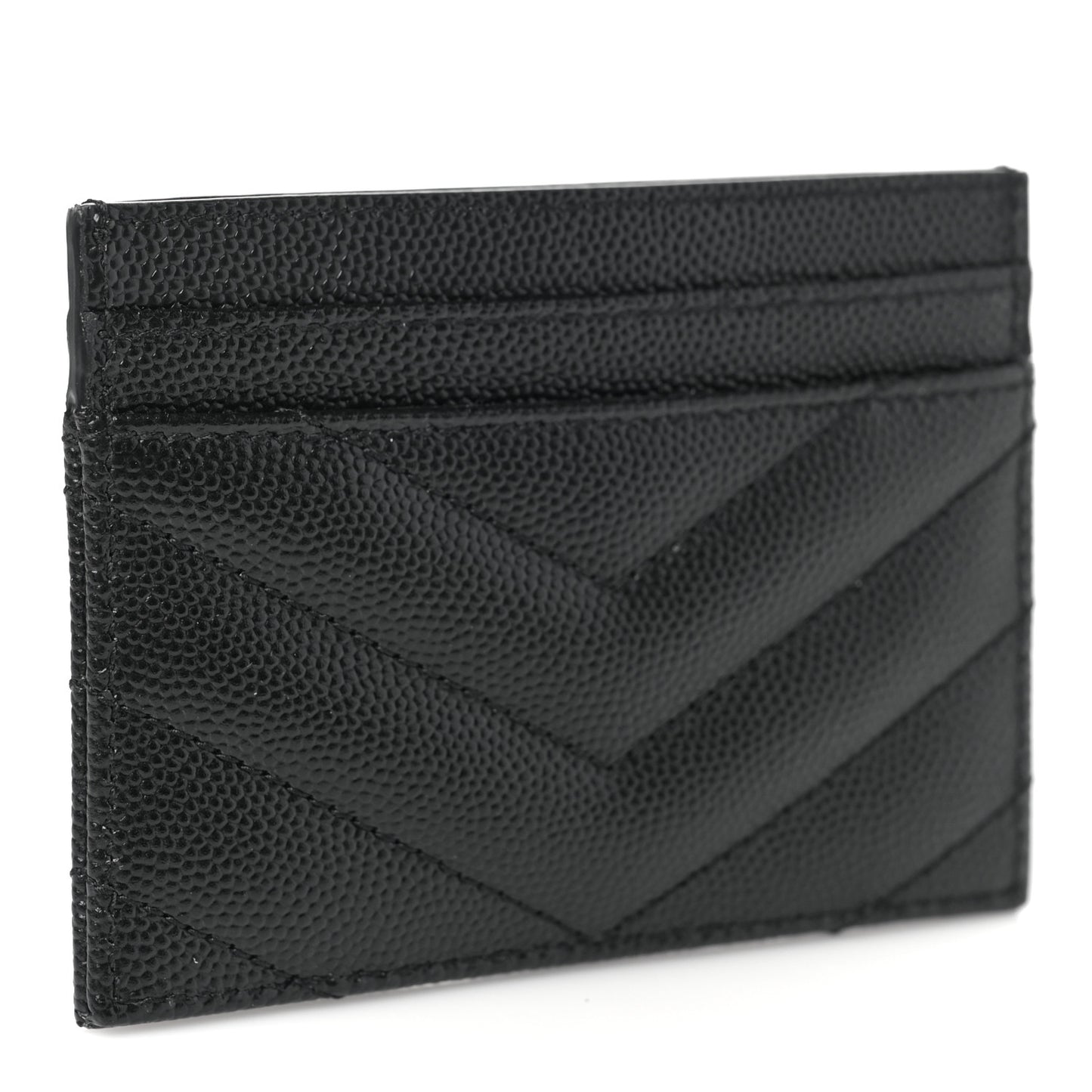 Grain De Poudre Matelasse Chevron Monochrome Monogram Credit Card Case Black
