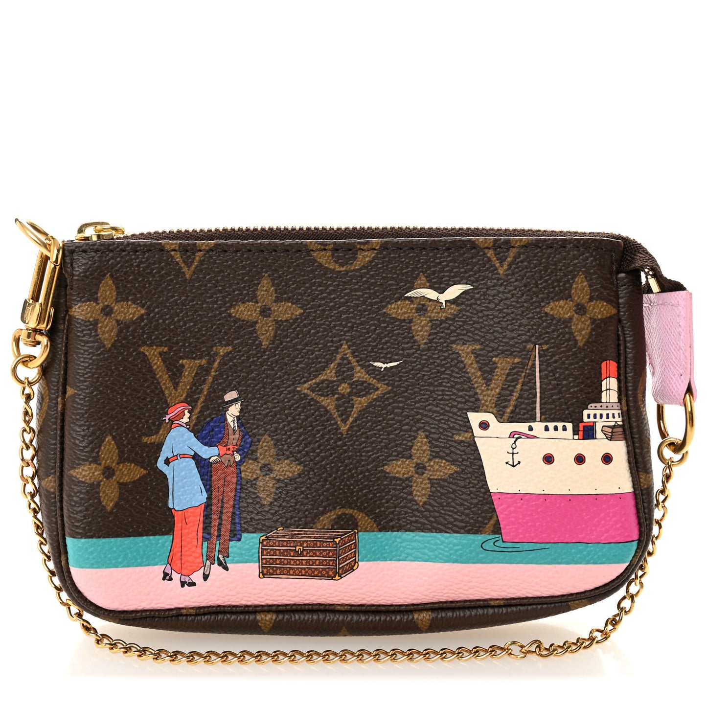 Monogram 2016 Christmas Animation Mini Pochette Accessories Rose Ballerine