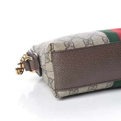 Gucci GG Supreme Monogram Textured Dollar Calfskin Web Small Ophidia Dome Shoulder Bag Beige Ebony New Acero 8 of 14