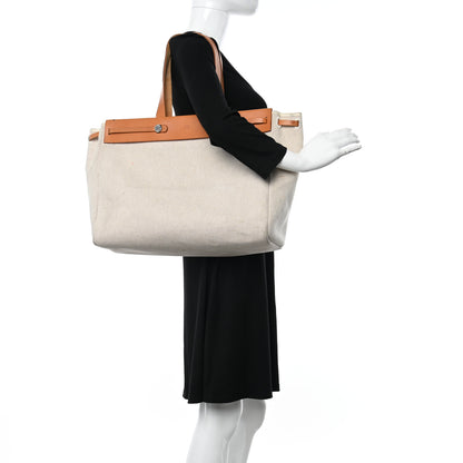 Hermes Toile Vache Hunter Herbag Cabas MM Natural 3 of 17