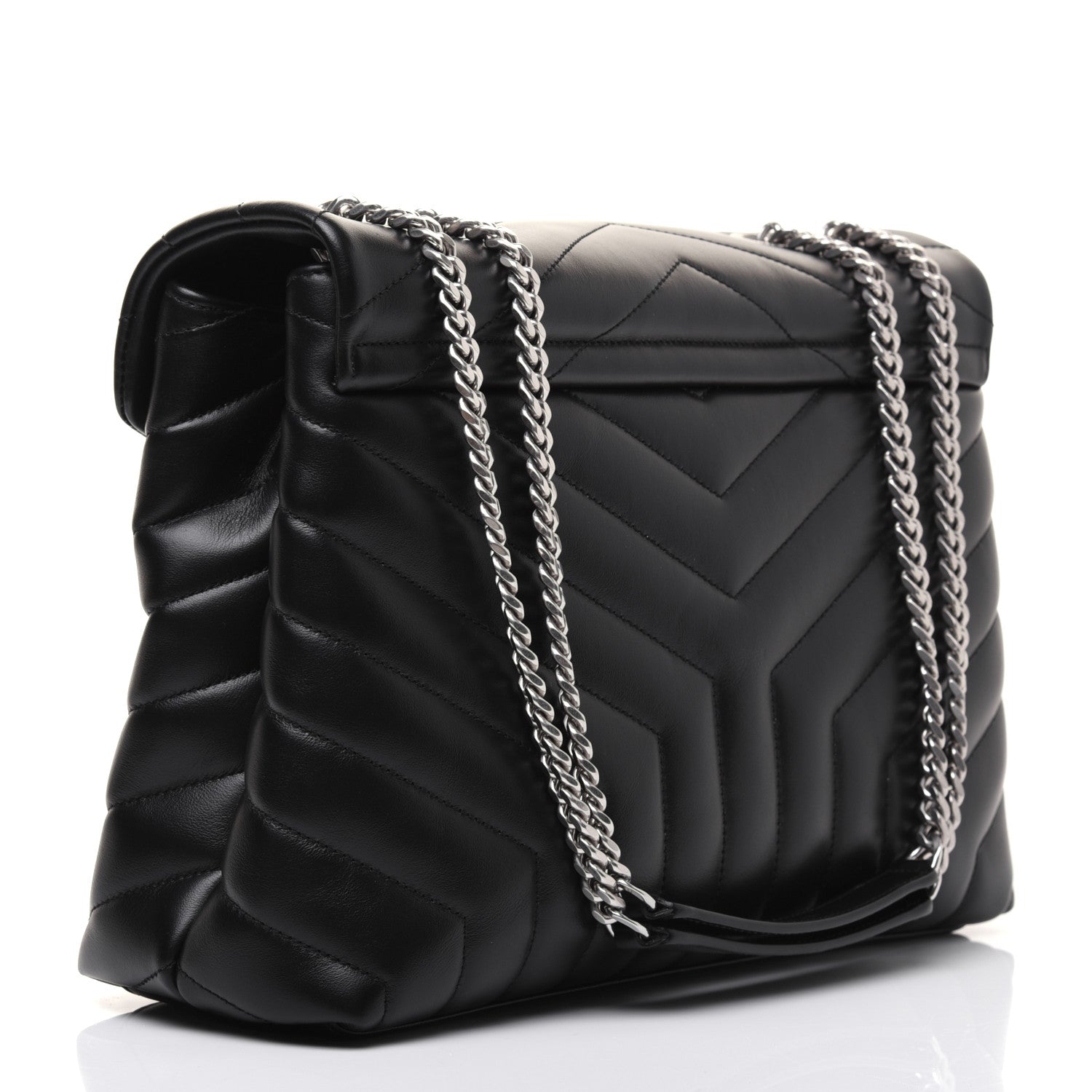 Saint Laurent Calfskin Y Quilted Monogram Medium Loulou Chain Satchel Black 3 of 17