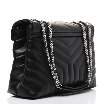 Saint Laurent Calfskin Y Quilted Monogram Medium Loulou Chain Satchel Black 3 of 17