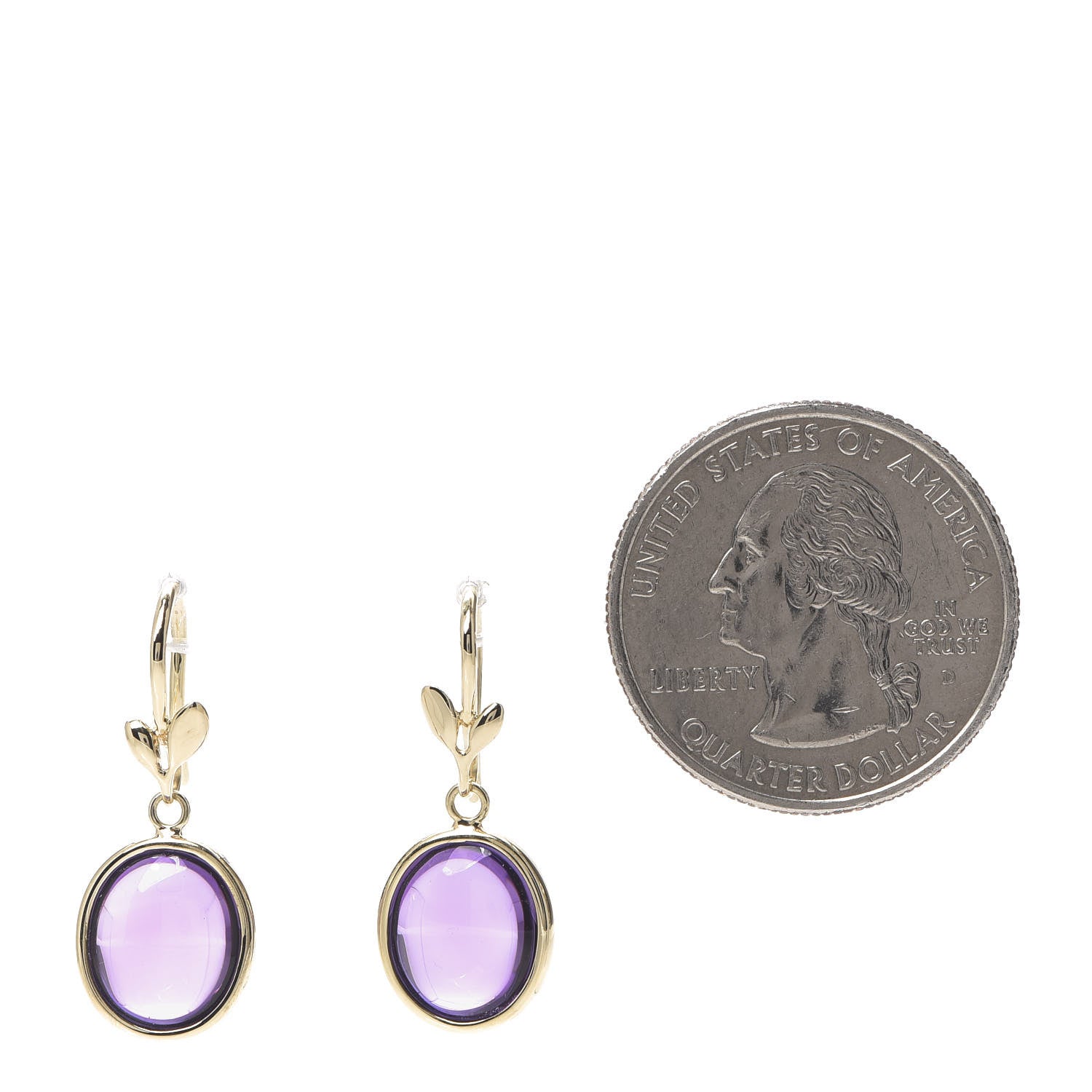 Tiffany 18K Yellow Gold Amethyst Paloma Picasso Olive Leaf Drop Earrings 2 of 5