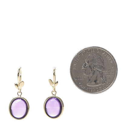 Tiffany 18K Yellow Gold Amethyst Paloma Picasso Olive Leaf Drop Earrings 2 of 5