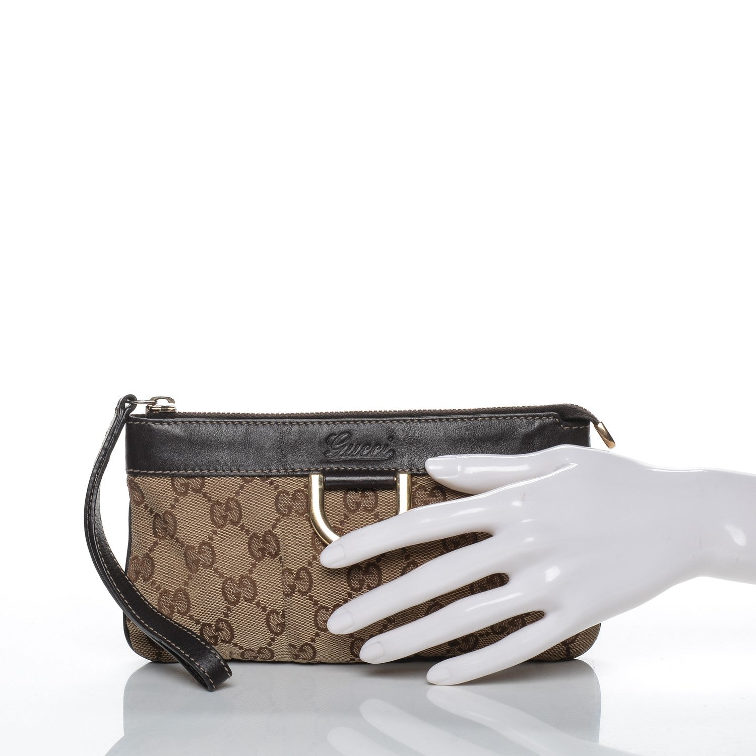Gucci Monogram D Ring Wristlet Dark Brown 10 of 16