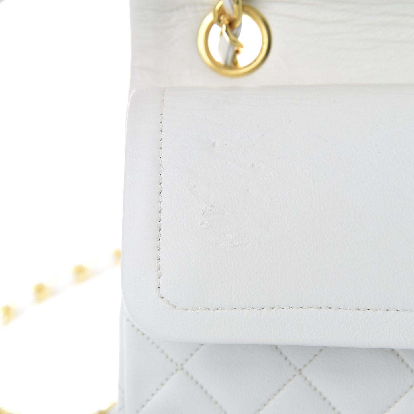 Lambskin Quilted Small Double Flap White