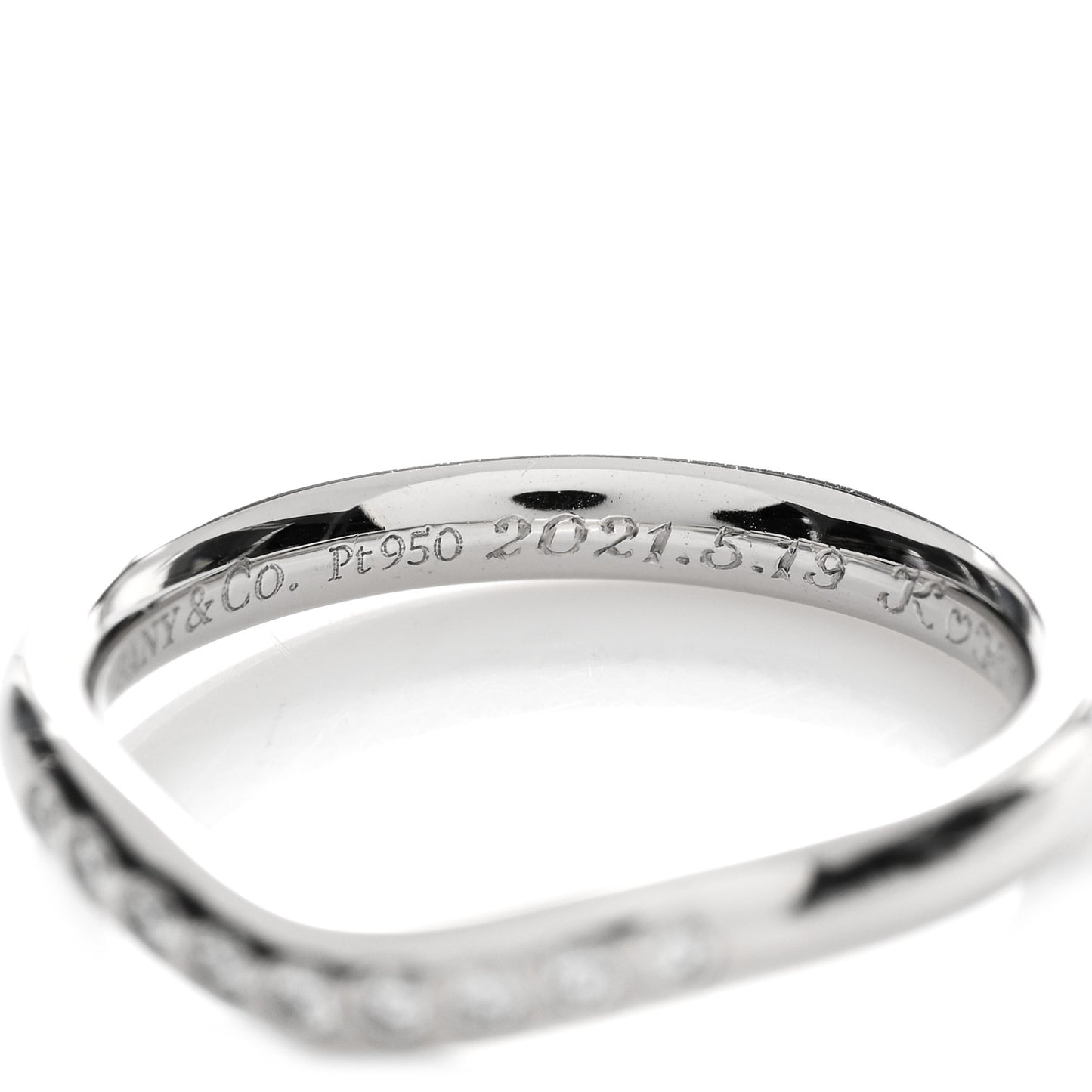 Platinum Diamond Elsa Peretti Curved Wedding Band Ring 45 3.5