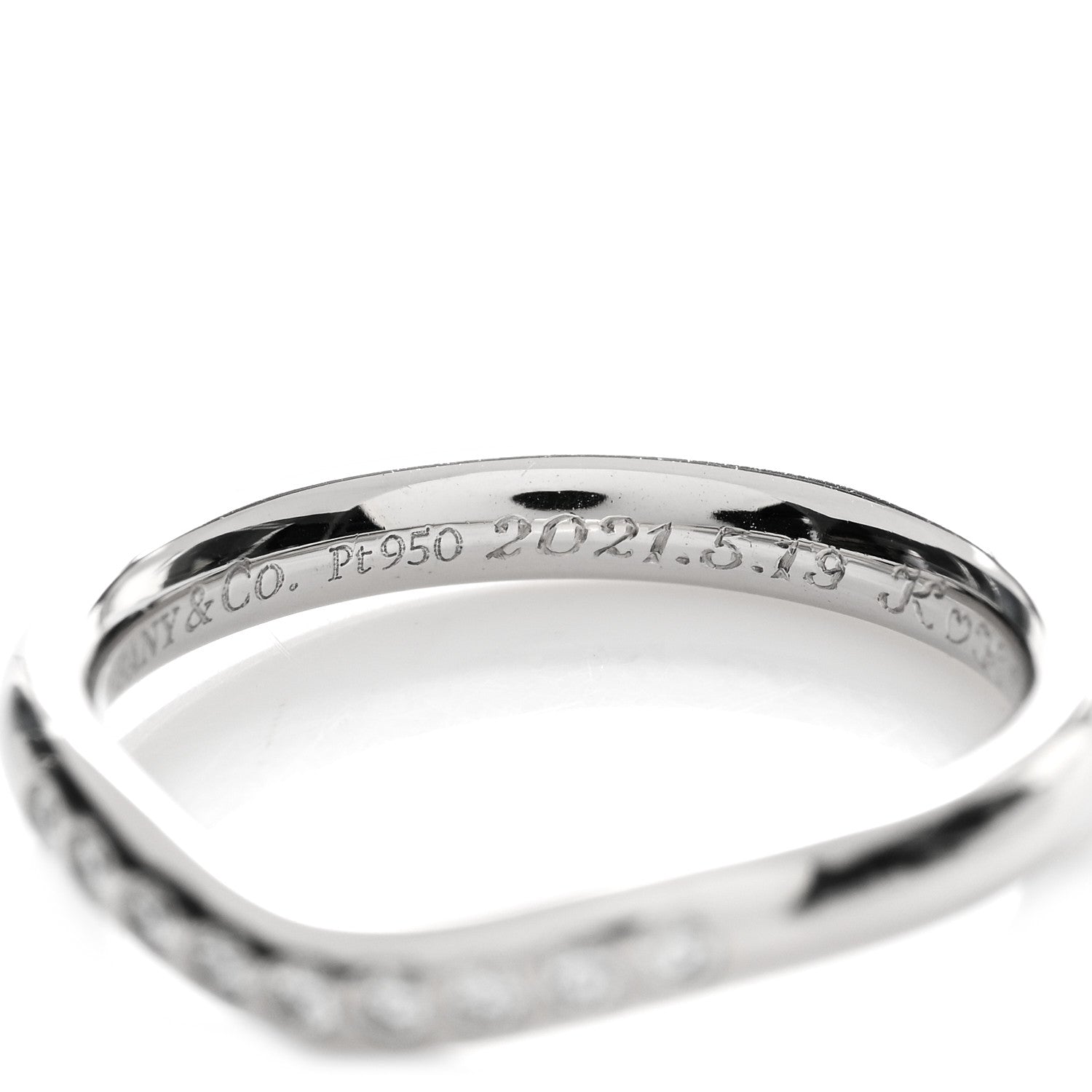 Tiffany Platinum Diamond Elsa Peretti Curved Wedding Band Ring 45 3.5 4 of 5