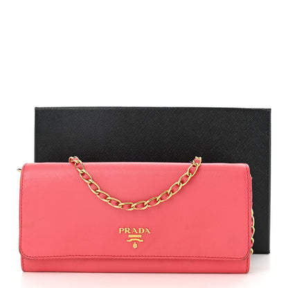 Prada Saffiano Metal Oro Chain Wallet Peonia 12 of 12