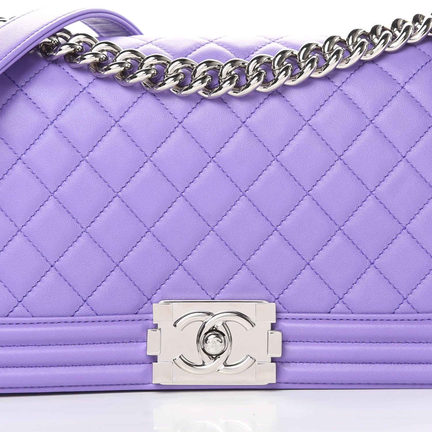 Chanel Calfskin Quilted Medium Boy Flap Purple 8 of 12