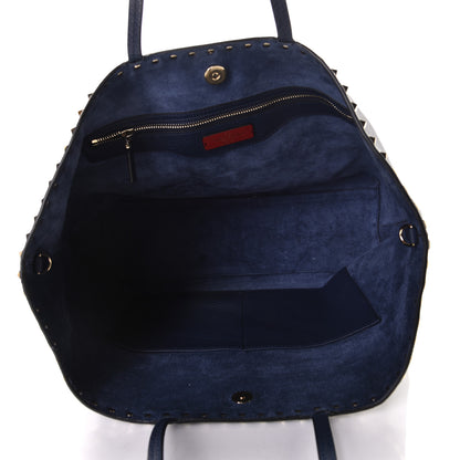 Valentino Garavani Grained Calfskin Rockstud Shoulder Tote Marine 5 of 9