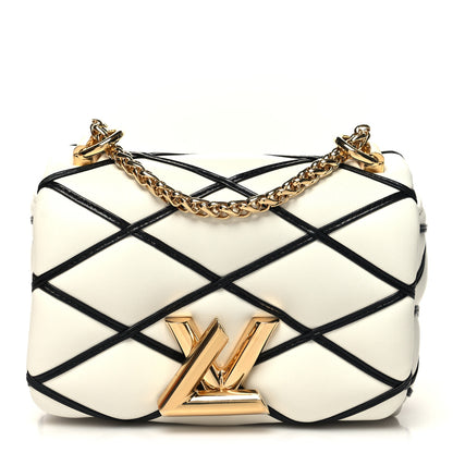 Louis Vuitton Lambskin Malletage Pico GO-14 White Black 1 of 10