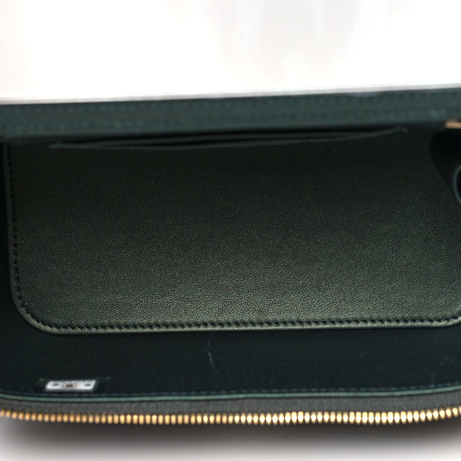 Chanel Iridescent Lambskin Quilted Small Top Handle Vanity Case With Chain Dark Green 5 of 11
