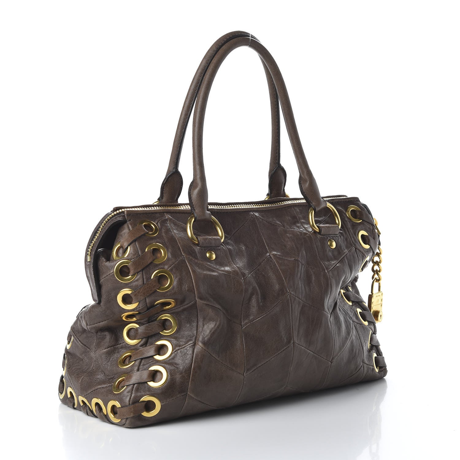 Miu Miu Nappa Chevron Grommet Tote 3 of 9