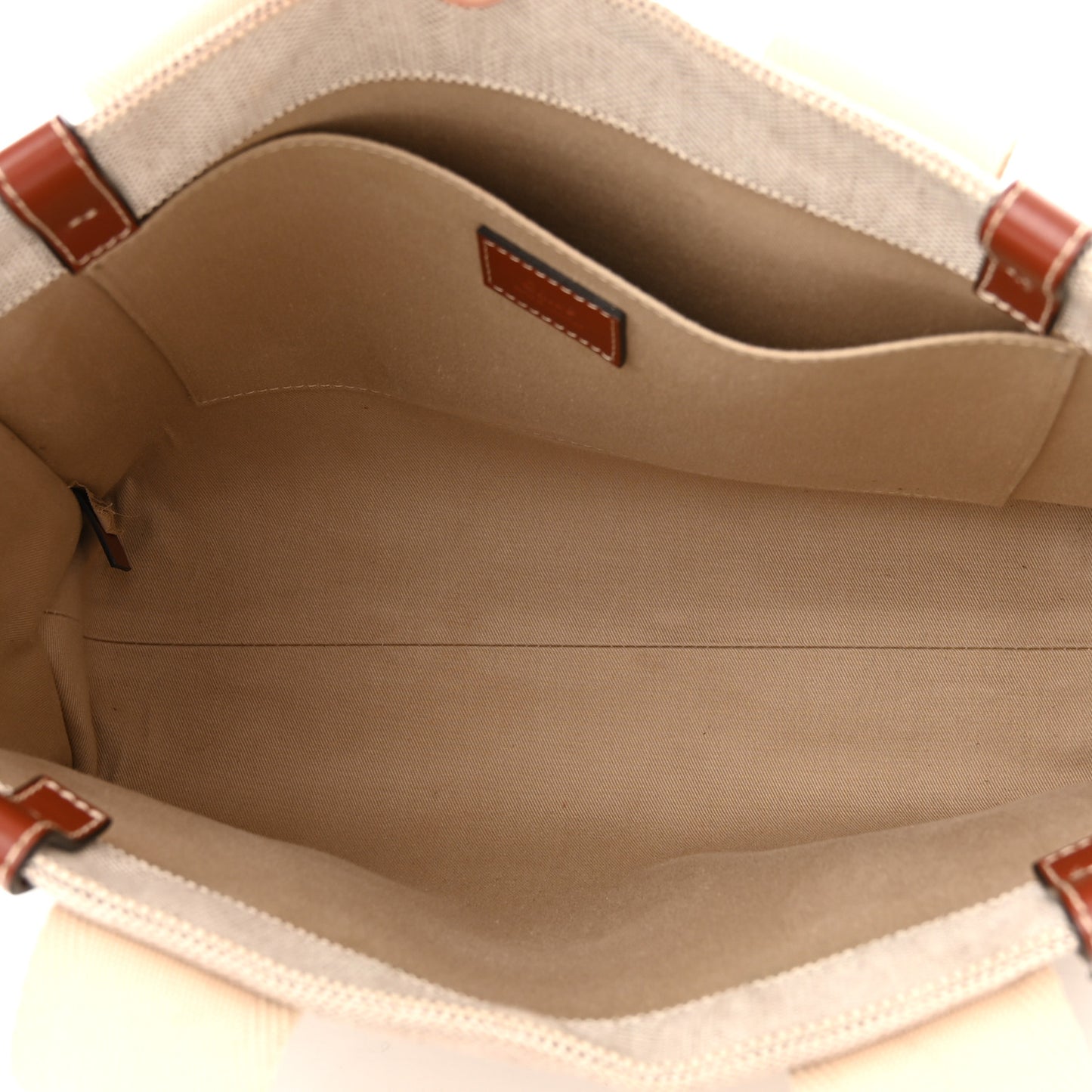 Cotton Calfskin Medium Woody Ribbon Tote White Brown