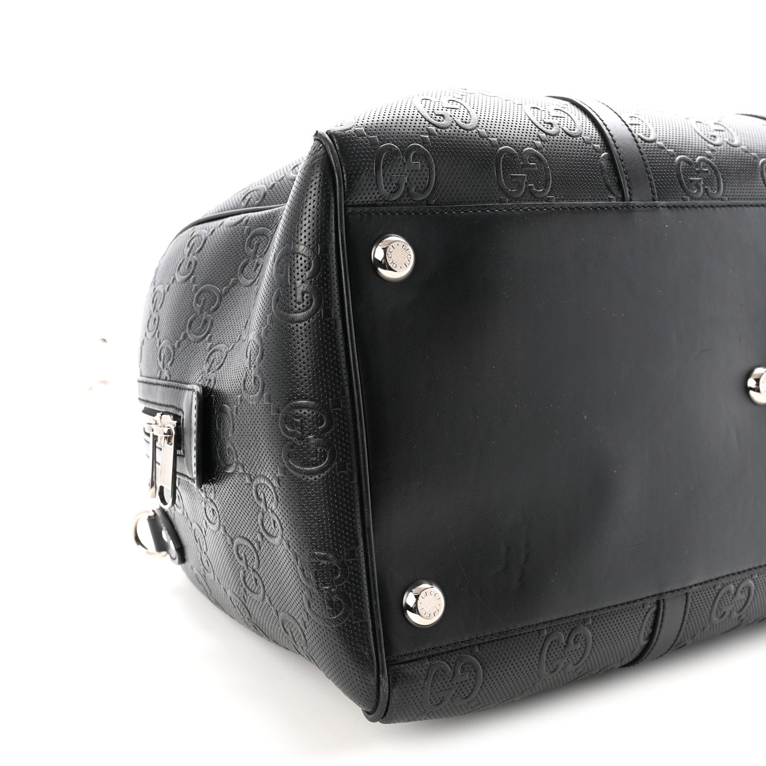 Gucci Calfskin GG Tennis Embossed Duffle Bag Black 8 of 9