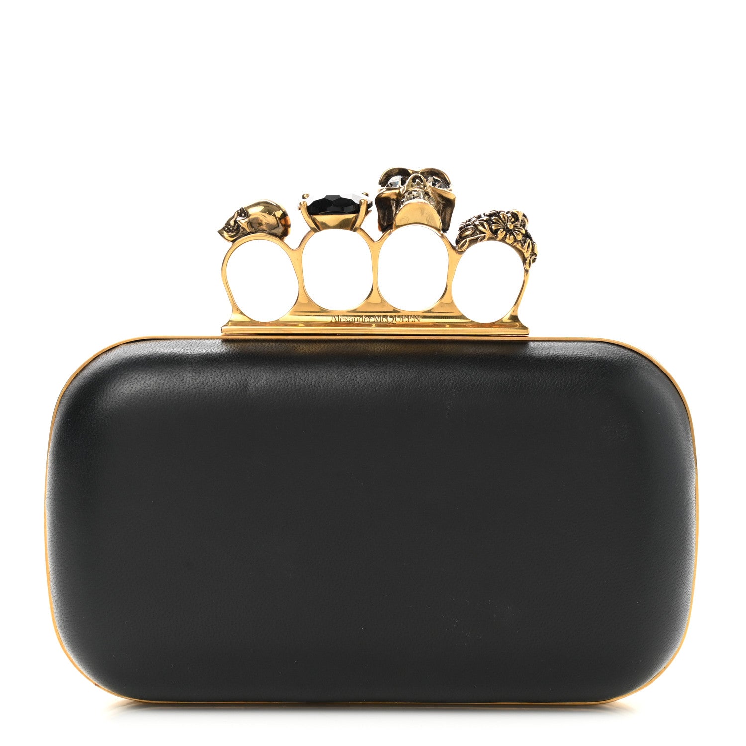 Alexander McQueen Nappa Skull Knuckle Duster Box Clutch Black 1 of 7