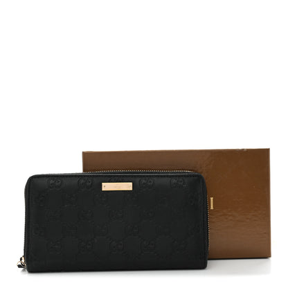 Gucci Guccissima Margaux Calfskin Metal Bar Zip Around Wallet Black 8 of 8