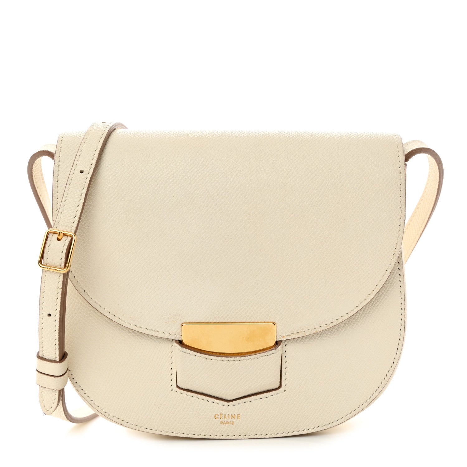 Celine Grained Calfskin Small Trotteur White 1 of 12