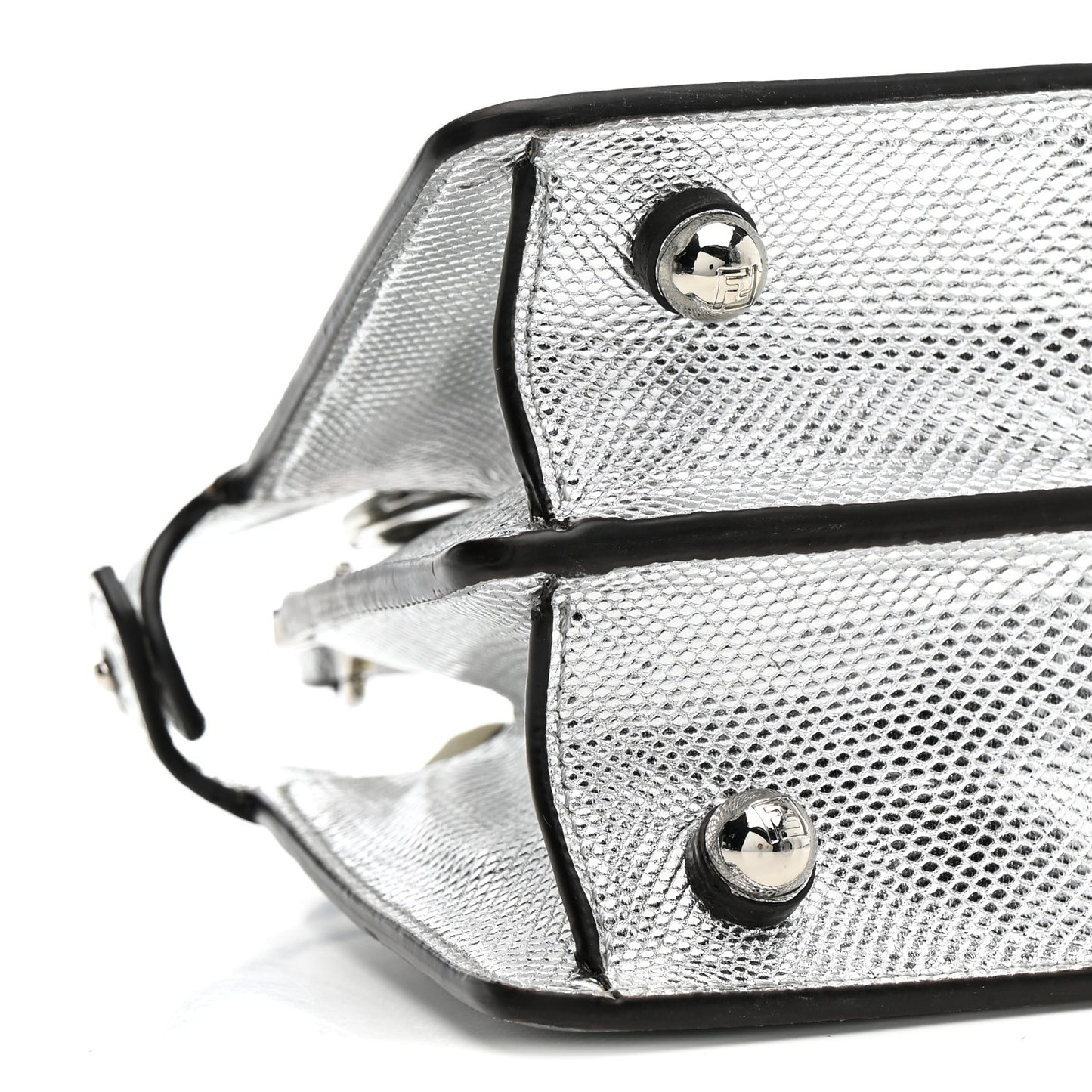 Metallic Karung Petite Peekaboo I SEE U Satchel Argento