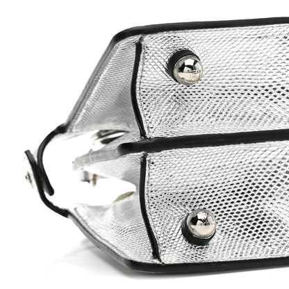 Fendi Metallic Karung Petite Peekaboo I SEE U Satchel Argento 11 of 15